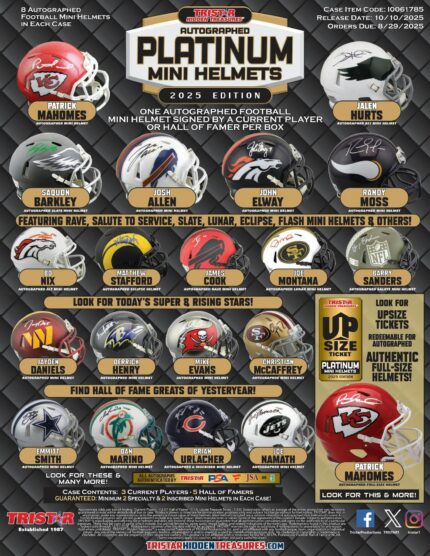 2025 TriStar Autographed Platinum Edition Mini-Helmet Football 8-Box Case (Presell)